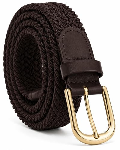 Streeze Damen elastischer geflochtener Stretchgürtel. 25 mm Breite gewebt mit Goldschnalle 5 Größen XS – XL