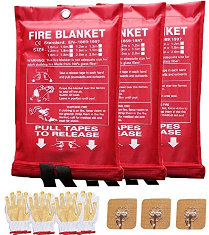 Couverture anti-feu Couverture d'extinction d'incendie Tissu en fibre de verre résistant, couverture de sécurité incendie d'urgence réutilisable pour la voiture de gril de cheminée de cuisine à la mai