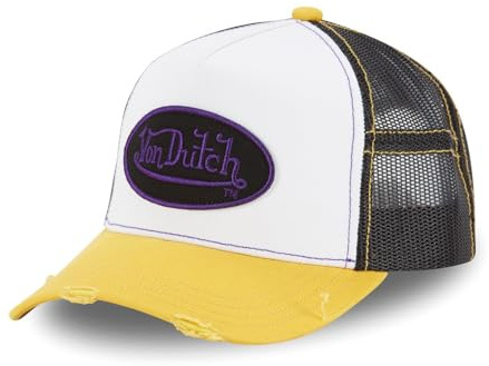 Von Dutch Cap Herren und Damen, Trucker Summer, Gelb AMB | Unisex, Erwachsene 55,5-60cm, Verschluss Snapback, Steifes Mesh, Gebogener Schirm, Streetwear
