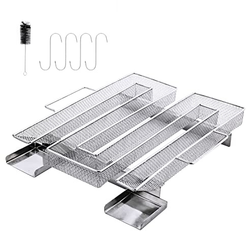 UIEEGPG Kaltrauchgenerator Edelstahl 304 | Kaltraucherzeuger für Smoker, Räucherofen, Grill | Bis 20 Stunden Räuchern | Mit Griffen | 22,5x21,6x4,5cm