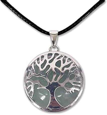 cotigo Collier arbre de vie avec pendentif en pierre d'énergie naturelle - Différentes pierres semi-précieuses