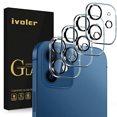 ivoler 4 Stück Kameraschutz Kompatibel mit iPhone 12 Mini 5.4 Zoll, [Volle Bedeckung] Kamera Schutzfolie HD klar Linse Folie, 9H Härte, Anti-Kratzen, Bläschenfrei