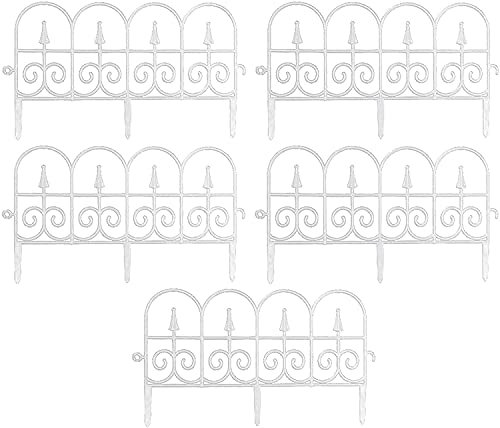 Beeteinfassung Zaun Zierzaun Palisaden Für Garten Palisade Rasenkante 5PACK Dekorativer Gartenzaun für den Außenbereich Gartenzaunplatten Pflanzenbegrenzender Rasenkantenzaun Schwarz/Weiß - 9,84