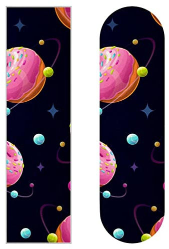 Space Donut Planet Universe 2 Stück Skateboard-Griptape Bogen Schleifpapier Longboard Aufkleber Roller Deck Sandpapier