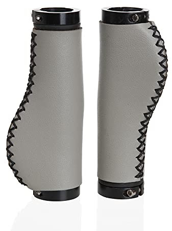 BBxunsless Fahrradlenkergriffe Ergonomisches Design Rutschfestes PVC Mikrofaser Leder Handgenäht Doppelverriegelung Fahrradgriff Griffe 22,2 x 130 mm für Mountainbike Road MTB Fahrrad (Hellgrau)