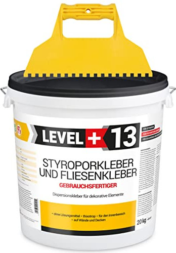 Juego de pegamento de poliestireno de 25 kg + espátula dentada de plástico, adhesivo de corcho, adhesivo de dispersión, adhesivo de montaje RM13 KW