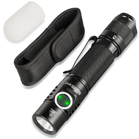 CSTEBOKE Sofirn SC31T Taktische Taschenlampe LED 2000lm, USB-C, EDC | 2000 Lumen, Typ C Aufladbar, EDC Taschenlampe, Inklusive Diffusor, Inklusive Holster, Taktisch, Wandern, Notfall