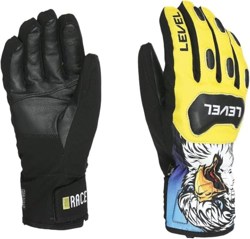 Level Replica - Skihandschuhe Herren, Knöchelschützer aus Leder und Stoff, Winterhandschuhe Herren Wasserdicht für Extreme Kälte, Thermohanschuhe für Skifahren, Schneebekleidung für Herren - 1 Paar