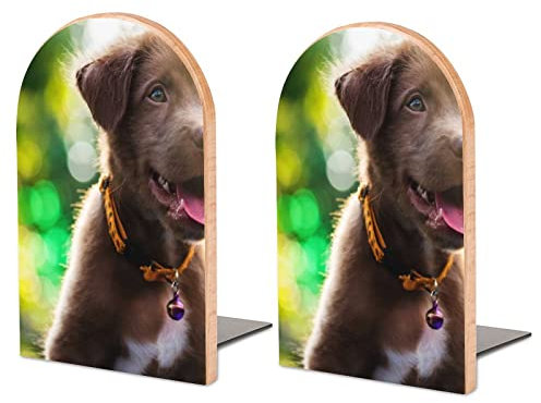 Packung Mit 2 Buchstützen Tier Hund Rutschfester Bücherständer Aus Holz Bücherregal Bücherhalter Für Home Desk Office Library