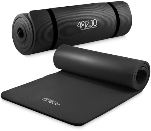 4FIZJO Fitnessmatte mit Tragegurt, Abm. 180x60 cm, NBR-Schaumstoff, Rutschfest, Komfort, In & Outdor, Pilatesmatte, Yoga Matte, Sportmatte, Gymnastikmatte, Trainingsmatte