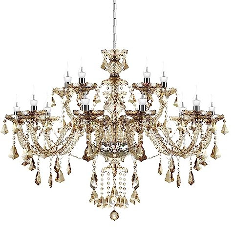 Ridgeyard 15 Luci Lampadari Di Cristallo Cognac K9 Cristallo Soffitto Lampada A Sospensione Apparecchio Di Illuminazione Per Sala Da Pranzo, Soggiorno, Hall, Ristorante E Hotel