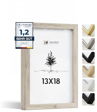 Heimlich Fotorahmen aus massivem Eichenholz – 13 x 18 cm | Heimlich® – Robuste Mittelgroße Bilderrahmen Aus Holz – Wandhalterung Oder Tischaufsteller