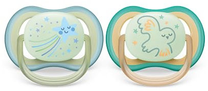 Philips AVENT ultra air Nighttime Schnuller – 2er Pack, BPA-freier, atmungsaktiver, im Dunkeln leuchtender Schnuller für Babys von 0-6 Monaten, inklusive Transport- und Sterilisationsbox