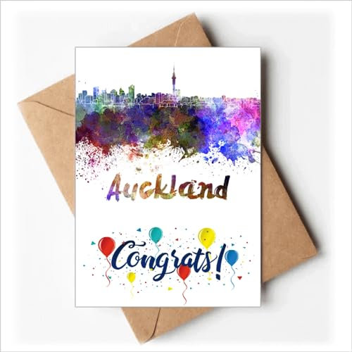 Auckland Neuseeland City Aquarell-Hochzeitskarten Glückwunschkarten Grußumschläge