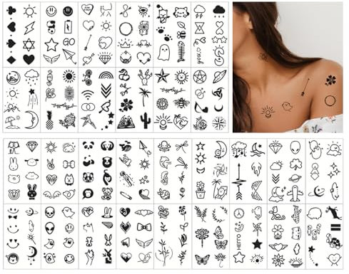 HIOQFR 30pcs Temporäre Tattoos Kinder Finger Tattoos Erwachsene Wasserfest Mini Tattoos Kleine Motive Klebetattoos Sticker Fake Tattoo Aufkleber Haut Schmetterling Face Tattoo Jungen tattoo Mädchen
