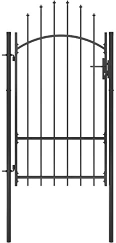 Homgoday Gartentor Gartentür Hoftor Zauntor Gartenflügeltor Zauntür Abschließbar Einzeltor Hoftor Hoftür Einfahrtstor Tür für Stabmattenzaun Garten Tor GartenpforteStahl 1x2,2 m Schwarz