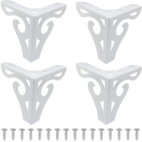 Piutouyar Lot de 4 pieds de meubles creux de 10 cm, pieds de meubles artistiques en métal pour canapé, armoire, table, bibliothèque, armoire - Blanc