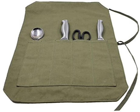 Luzhengyang Bolsa profesional para cuchillos de chef con 5 compartimentos, estuche de almacenamiento de cuchillos de lona para entusiastas culinarios, conveniente, pinchazos, portátil, para color