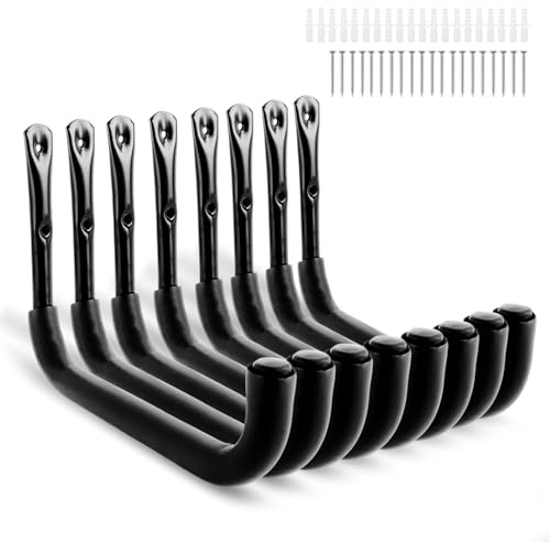 AKOLAFE 8 Stück Wandhaken zum Schrauben Edelstahl 32 x 23 cm Schwerlast 30 kg J Wandhalter zum Aufhängen für Klappstuhl Fahrrad