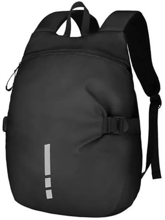 Leder & Satteltaschen Motorradfahrer Rucksack Outdoor Reiten Große Kapazität Helmtasche Reflektierender Rucksack Motorrad Tasche(Schwarz)