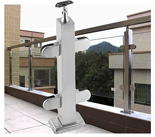 TYHAYJYK Pasamanos para escaleras, barandilla de terraza, escaleras de Patio, Postes de Panel de Vidrio para Balcones de Villas, Poste de barandilla de balaustrada de Vidrio de Acero inoxid