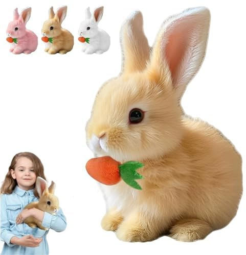 vecora My realistic bunny toy, Easter bunny, Electronic Plush Hopping Jumping, Twitching, Shaking Ears, Easter Bunny toy gift，Interactive birthday gift (Gray)