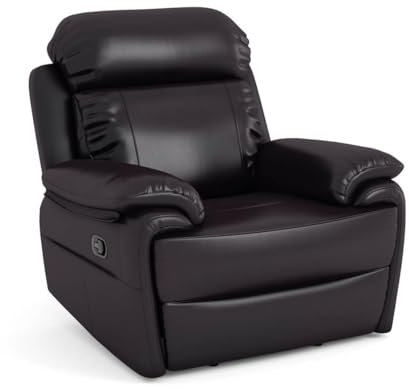 Orlando Leder Relax Sessel mit hohem Rücken - Relaxfunktion - Fußstütze und eleganter Polsterung - die perfekte Wahl für Wohnzimmer für Personen mittlerer und großer Körpergröße - Dunkelbraun