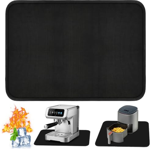 BTBHIHO Heat Resistant Mat for Air Fryer, 2PCS Kitchen Worktop Protector, Fireproof Heat Resistant Countertop Mat, Heat Proof Mat, Non-Slip & Waterproof for Deep Fryer, Oven, Coffee Machine, 60*40cm