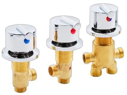 3 Pcs Solid Brass Split Mixer Tub Tap,Cold & Hot Water Shower Diverter Valve,Tub Faucet for Bathroom Sauna (Straight Handle)