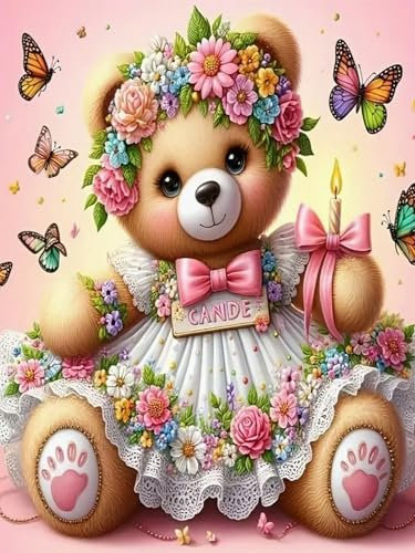Pskgbxmu Vorgedruckt Kreuzstich Set Marionette Bär DIY Stickvorlagen 11CT Stickbilder Zum Sticken Starter Set FüR Erwachsene Kinder AnfäNger 40x50 cm