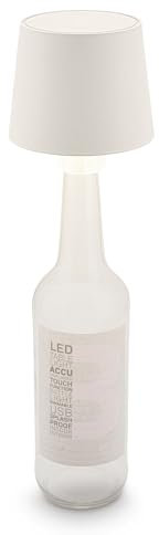 BRILONER - Lampada da tavolo senza fili con touch, dimmerabile, USBC, ricaricabile lampada bottiglia, lampada da comodino ricaricabile, lampada da tavolo da esterno, 10,5x11,5 cm, bianco