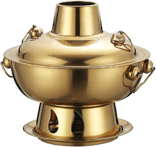 CCKUHN Pentola Tradizionale Cinese in Rame, pentola Shabu Shabu in Rame Vintage, pentola Shabu in Acciaio Inossidabile Cinese, pentola per stufato Tradizionale, pentol