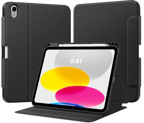 TiMOVO Funda para iPad (A16) 11ª Generación 11 Pulgadas 2025, iPad 10ª Generación 10,9 Pulgadas 2022 con Portalápiz, Funda Protectora Folio con Soporte, Visión Multiángulo, Denim Negro