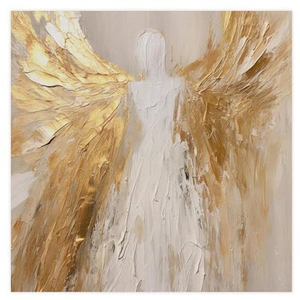 Goldene Flügel Engel Kunst Gemälde Leinwand Poster Wandkunst Dekor Druck Bild Gemälde für Wohnzimmer Schlafzimmer Dekoration 30 x 30 cm