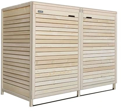 Mülltonnenbox Roma Mülltonnenverkleidung Mülltonnecontainer Holz naturbelassen 120L - 240L vormontiert (2 Tonnen)