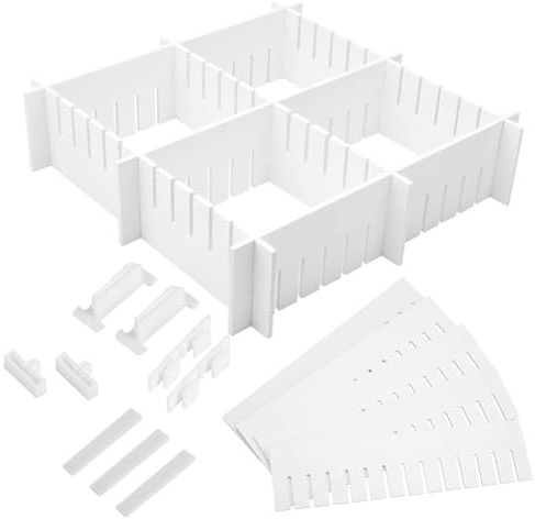 Angoily Organisateur De Tiroir 34 Pièces Diviseurs De Tiroir En Plastique Réglables 47X1.97In Cloisons Modulables Pour Bureau Vêtements Maquillage Et Rangement Domestique