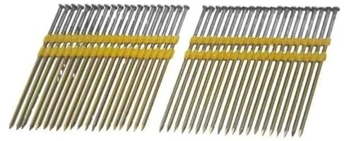 FBANULPEX Clavos galvanizados con Acabado en ángulo, Clavos de Tira de plástico de Cabeza Redonda de 21 Grados, galvanizados y pulidos, for estructuras de Madera.(90mm)