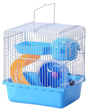 LOVIVER Meerschweinchenkäfig, Reisekäfig für Ratten mit Drahtgeflecht, multifunktionales Zubehör für den Transport von Mini-Haustieren, Träger, Blau