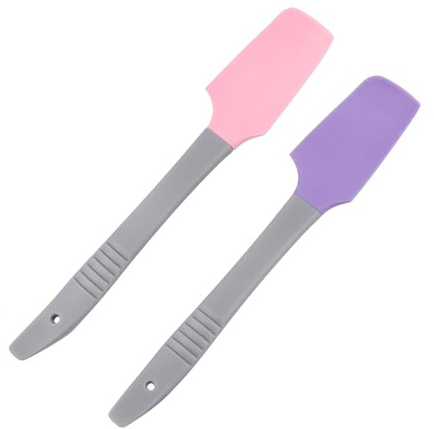 TEHAUX Lot de 2 Spatules à Cire en Silicone Réutilisables Racloir Antiadhésif pour Épilation Corporelle Couleurs Violet et Rose Applicateurs Pratiques pour Usage à Domicile et