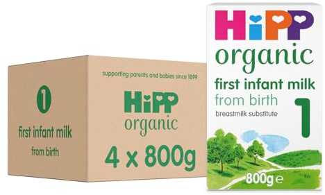 HiPP Organic 1 First Infant Baby Milk Powder Formula, From Birth, 800g (Pack of 4)