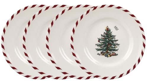 Spode Teller, Weihnachtsbaum, Pfefferminz, 15,2 cm, 4 Stück