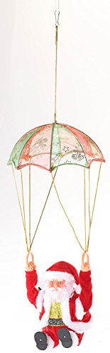 infactory Lustiger Weihnachtsmann: Singender Weihnachtsmann Santa Sky mit Fallschirm (Nikolaus Fallschirm, Kletternder, am)