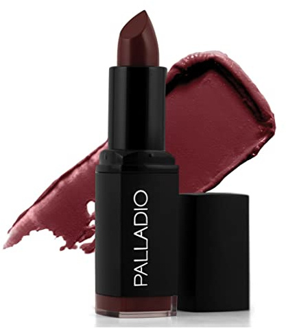 Palladio Herbal Dreamy Matte Lipstick Lip Color, Full of Moisture and Color Pigment, Smooth Application, Full Coverage, Long Lasting Wear, Luxe Matte Finish, Does Not Dry Lips, Plum Majesty