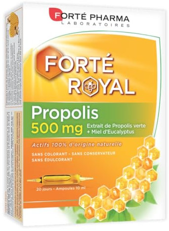 Forté Pharma - Propolis 500 mg | Complément Alimentaire à base de Propolis Verte et Miel d'Eucalyptus - Immunité & Défenses - Dès 12 ans - Dosage optimal | 20 ampoules, 1/jour