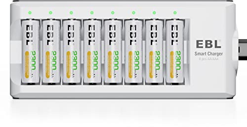 EBL Rechargeable AA Batteries 2300mAh Long Lasting Battery (8 Counts) with Battery Charger for AA AAA Batteries