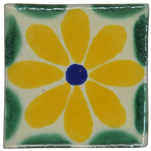 Tumia LAC Carreaux en Ceramique Talavera Mexico Artisanale Juliana | Idéal pour Credence Cuisine, Carrelage Salle de Bain, Mosaique et Loisirs Créatifs - Lot de 25