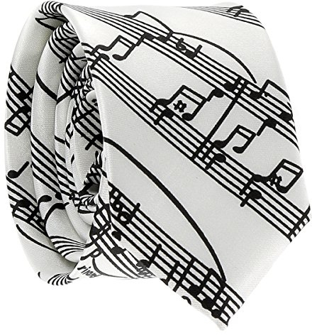 Krawatte für Damen oder Herren, Motiv Musik – originelle Krawatte mit Fantasie-Motiv – Zubehör für Musikgruppe, Orchester, Chor, Weiße Noten, One size