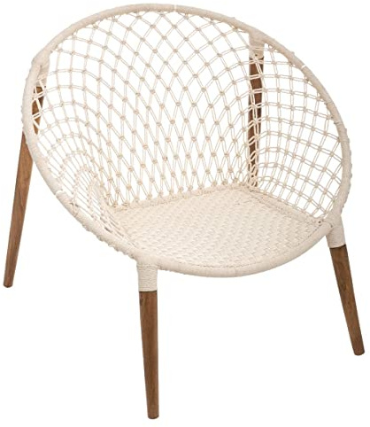 Atmosphera Raina Sessel, geflochten, Weiß – Baumwolle und Teak