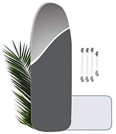 GLJING Bügelbrettbezug für Dampfbügeleisen, 100% Baumwolle, 160x60cm, Schön Bügelbrett-Bezug inkl 4 Spannclips, Bügeltischbezug XXL