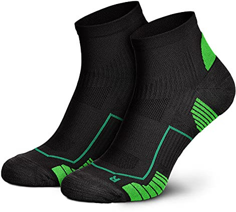 Piarini Laufsocken Herren Kurz - Atmungsaktive Jogging Socken Mit MESH Gewebe, Anti-Blasen Naht - Fitness Sportsocken Grün 43-46